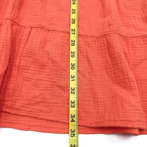NWT Rails Women’s Aureta V-Neck Tiered Organic Cotton Belted Dress Papaya Medium - Picture 14 of 15